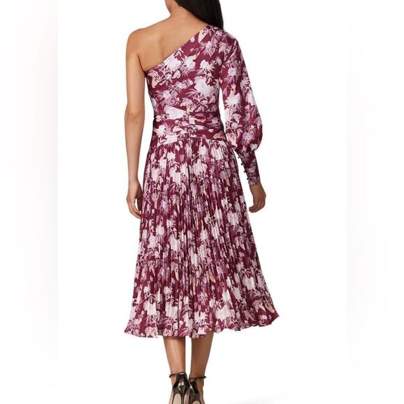 Three Floor One-Shoulder Pleated Midi Dress - Size 4 - Picture 3 of 5